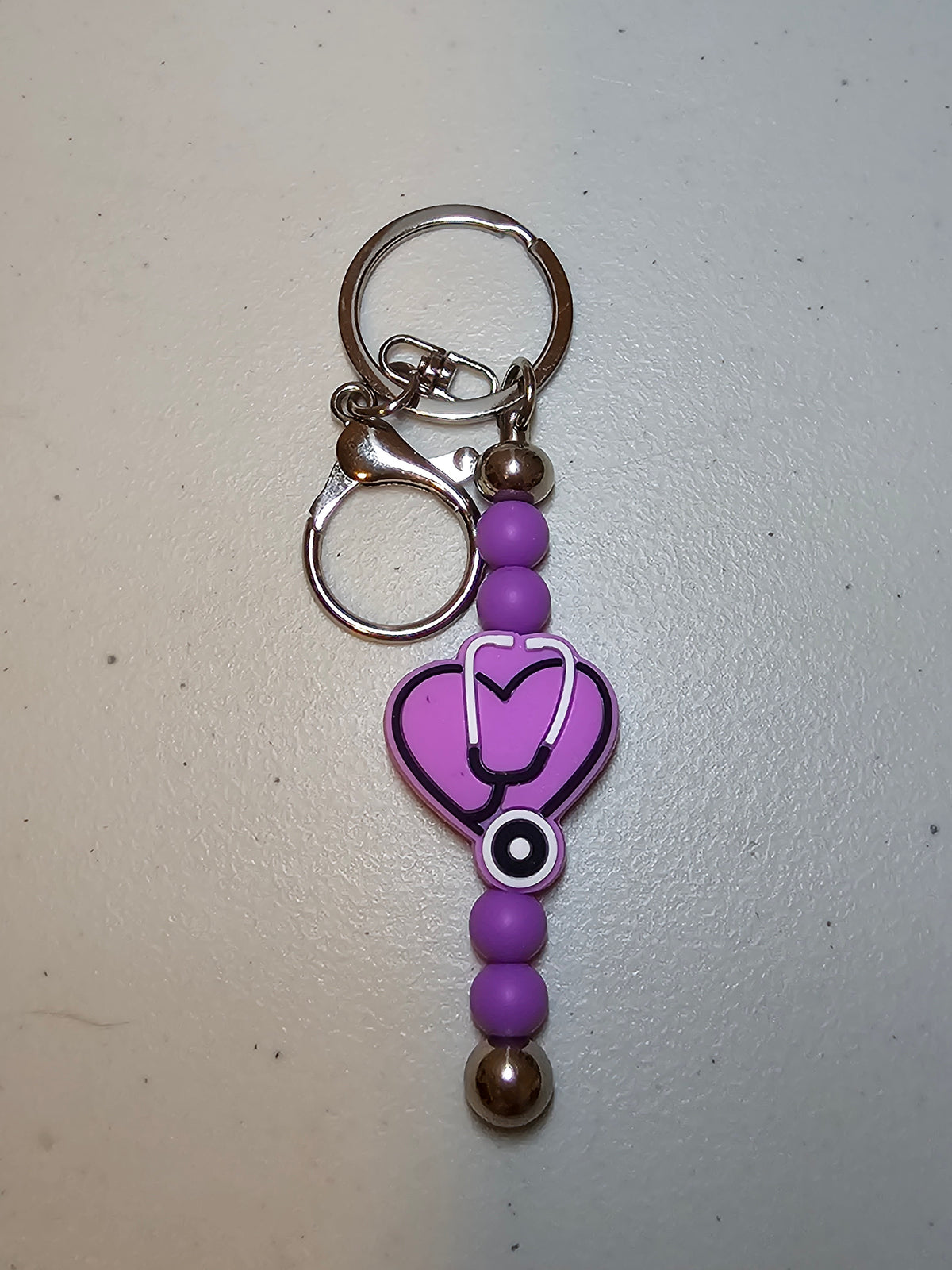 Purple stethoscope heart Key Chain
