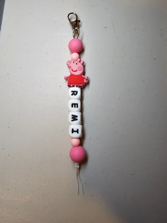 Personalised 'Remi' Peppa Pig key chain