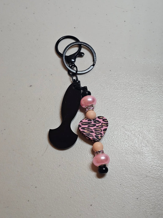Pink Heart Trolley Token Key Chain