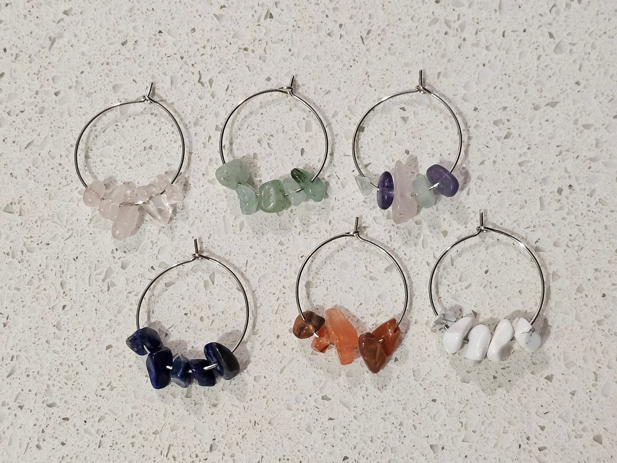 Wine Glass Charms with Crystal Chips