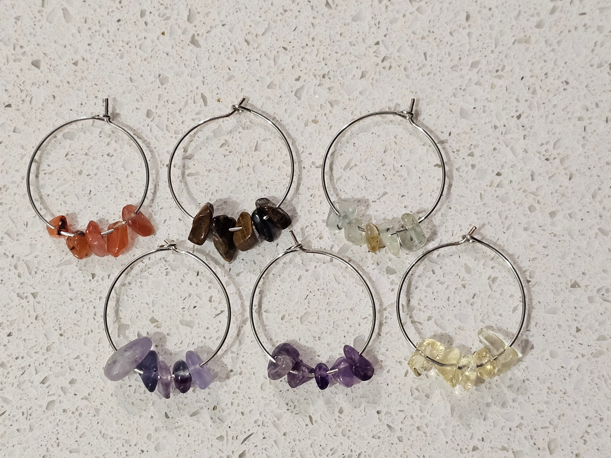 Wine Glass Charms with Crystal Chips