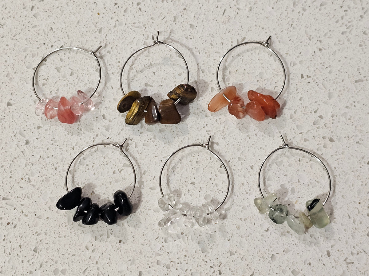 Wine Glass Charms with Crystal Chips