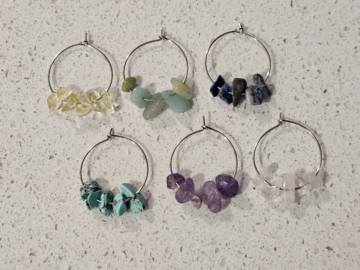 Wine Glass Charms with Crystal Chips