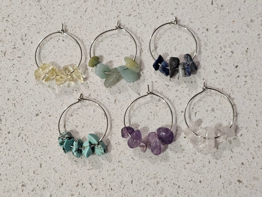 Wine Glass Charms with Crystal Chips