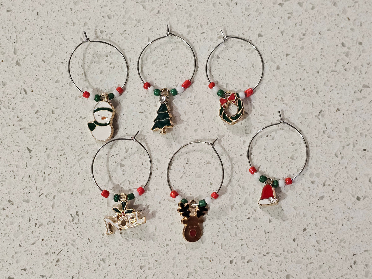 Wine Glass Charms with Coloured Pearls