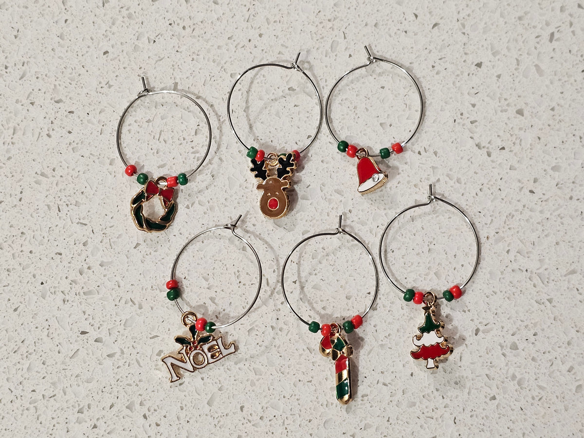 Wine Glass Charms with Coloured Pearls
