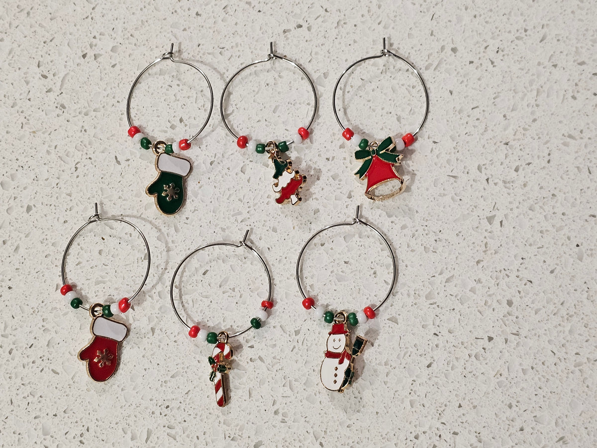 Wine Glass Charms with Coloured Pearls