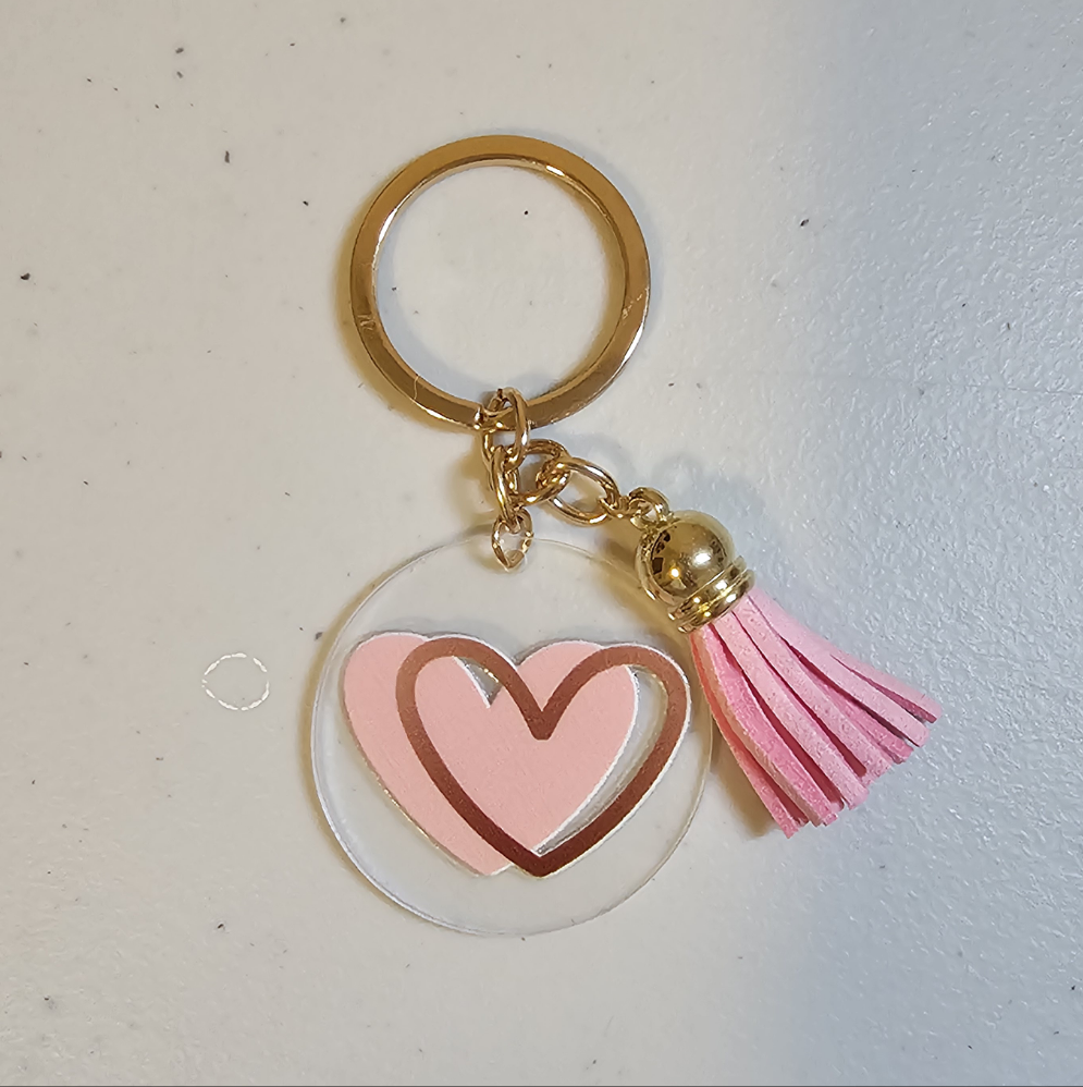 Pink & Gold heart Key Chain