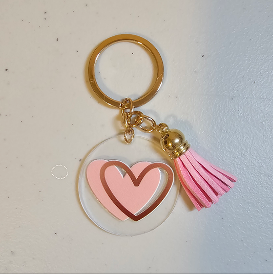 Pink & Gold heart Key Chain